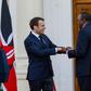 French President Emmanuel Macron and President Uhuru Kenyatta at State House (PSCU)