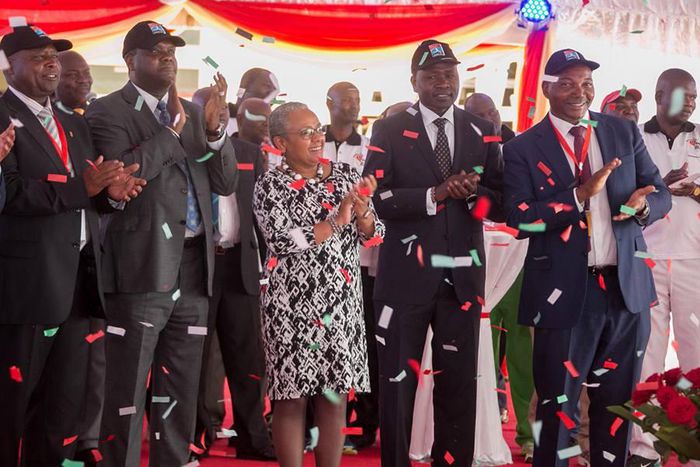The First Lady Margaret Kenyatta (centre) during the launched of the World youth Championships at Kasarani, Nairobi.