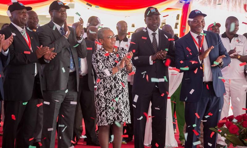 The First Lady Margaret Kenyatta (centre) during the launched of the World youth Championships at Kasarani, Nairobi.