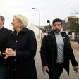French far-right presidential candidate Marine Le Pen arrives at the Alteo aluminium plant in southern France