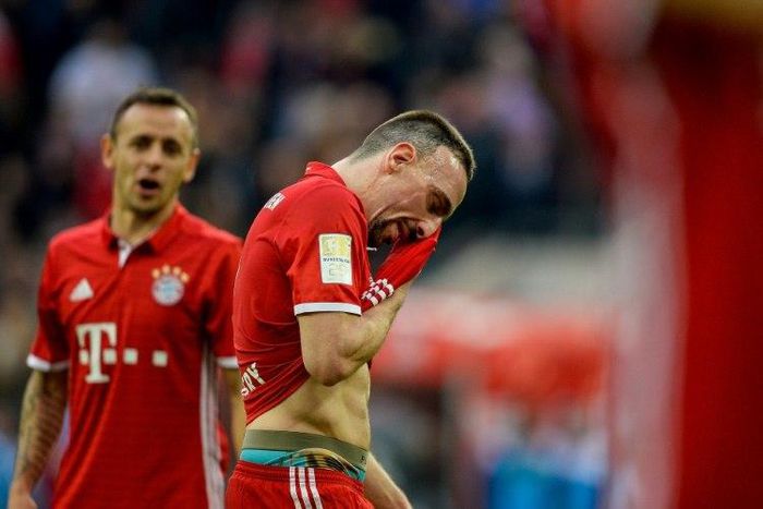 Bayern Munich's French midfielder Franck Ribery reacts during the German First division Bundesliga football match between 1 FC Cologne and FC Bayern Munich in Cologne, western Germany, on March 4, 2017