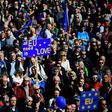 People attend a pro-Europe demonstration in Berlin as a growing number of Germans fed up with eurosceptics hogging the headlines march to express their support for the EU