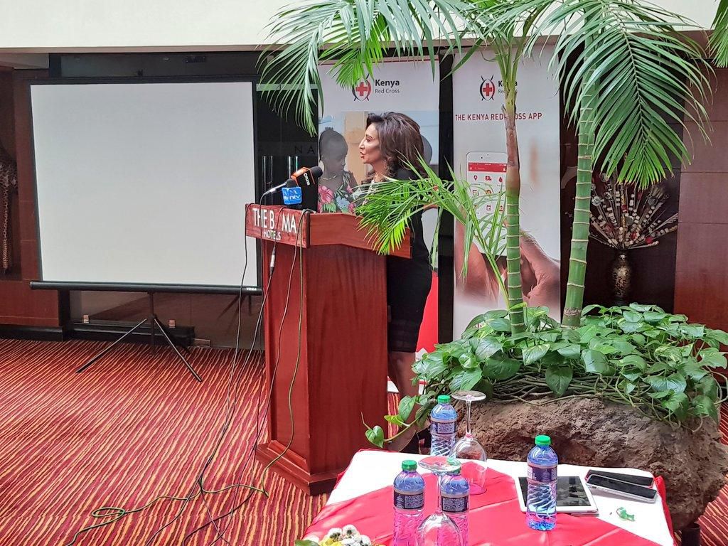 Gina Din speaks during the launch of the 2019 drought funds drive (Twitter)