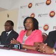FKE CEO Jacqueline Mugo (C) with other officials during a past presser