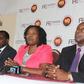 FKE CEO Jacqueline Mugo (C) with other officials during a past presser