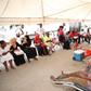 People donating blood at a camp set up by Red Cross during Dusit attack