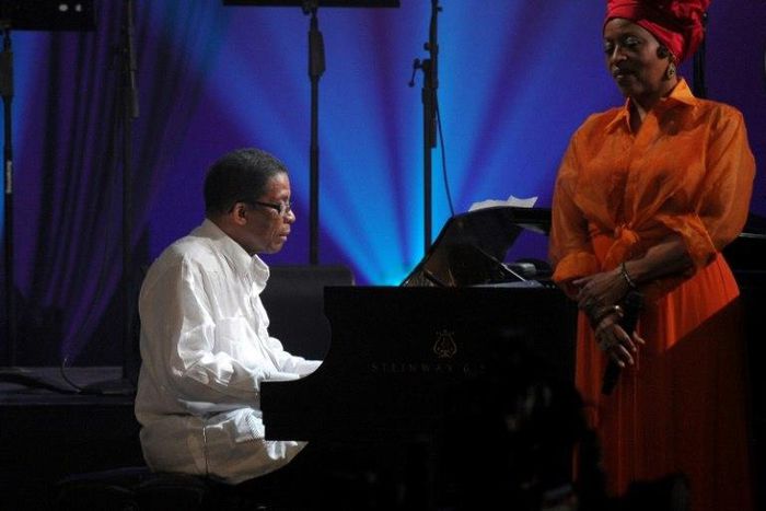 US musician Herbie Hancock at the International Jazz Day concert in Havana on April 30, 2017