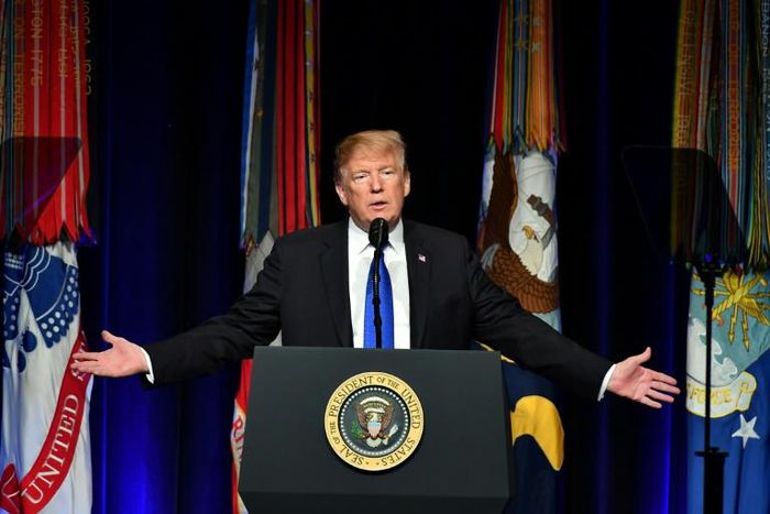 US President Donald Trump speaks during the Missile Defense Review announcement at the Pentagon in Washington, DC, on January 17, 2019.Trump unveiled a review of US missile defense capabilities Thursday that aims to counter threats from North Korea and...