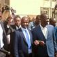 Kenya Medical Practitioners and Dentists Union's (KPMDU) Secretary General, Dr Ouma Oluga (L), Chairman Dr Samuel Oroko (C) and Dr Allan Ochanji (R) are led away in handcuffs in Nairobi on February 13, 2017