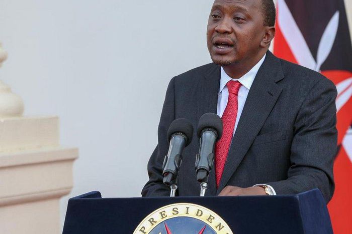President Uhuru Kenyatta during a past address at State House, Nairobi (Twitter)