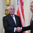 Russian Foreign Minister Sergei Lavrov and US Secretary of State Rex Tillerson, seen here at a meeting in Moscow in April, will meet in Washington on Moscow on May 10.