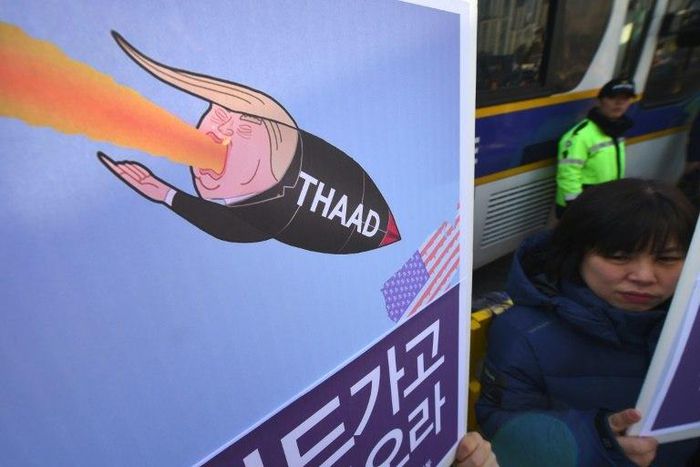South Korean protesters rally against the planned deployment of the US Terminal High-Altitude Area Defense (THAAD) missile-defence system. in Seoul on February 28, 2017