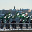 The neo-nazi Nordic Resistance Movement sympathisers demonstrate in central Stockholm on November 12, 2016 to protest against migrants