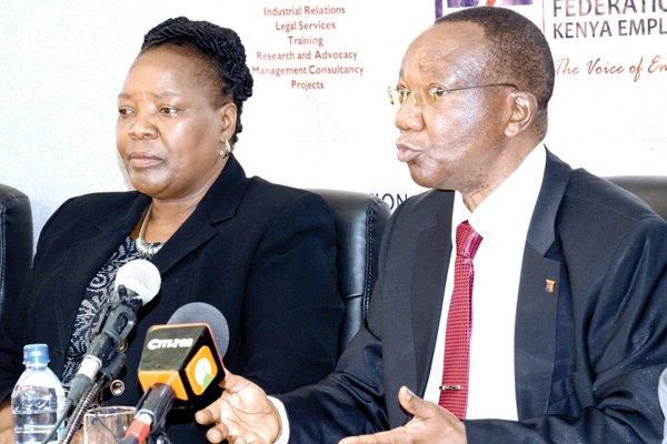 FKE Chairman Mark Obuya (Left) during a past meeting