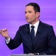 Former French education minister and candidate in the left-wing primary for the 2017 French presidential election, Benoit Hamon speaks during a televised debate with opposing candidate former French prime minister Manuel Valls