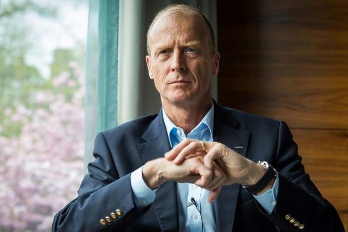 Airbus Group CEO Tom Enders poses during an interview for AFP in Amsterdam on April 12, 2017