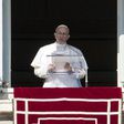 Pope Francis addresses the crowd from the window of the apostolic palace overlooking St. Peter's Square in Vatican City, on February 19, 2017