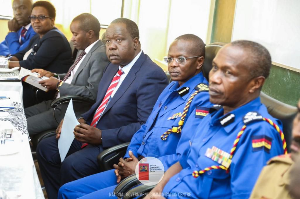 Interior CS Fred Matiang'i and Inspector General Joseph Boinnet (Twitter)