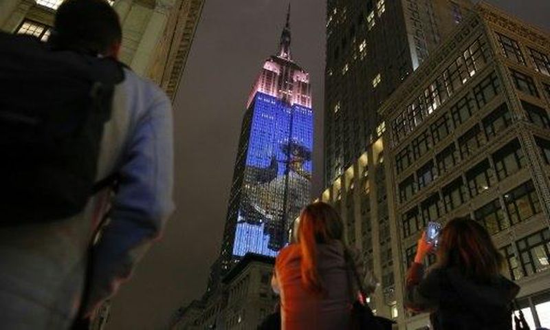 New York's famed Empire State Building celebrates the 150th anniversary of style magazine Harper's Bazaar with projections of iconic fashion photos