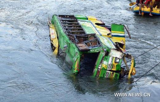 Police say 44 die as bus falls into river