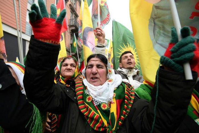 Kurdish demonstrators were marching through Strasbourg demanding Ocalan's release for an 18th straight year