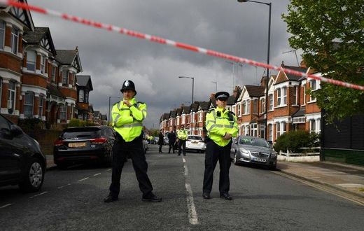 British police officers in north-west London on April 28, 2017