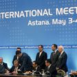 Russian mediator Alexander Lavrentiev, Iranian deputy foreign minister Hossein Jaberi Ansari, Kazakh Foreign Minister Kairat Abdrakhmanov and UN Special Envoy for Syria Staffan de Mistura sign a memorandum on creating safe zones in Syria