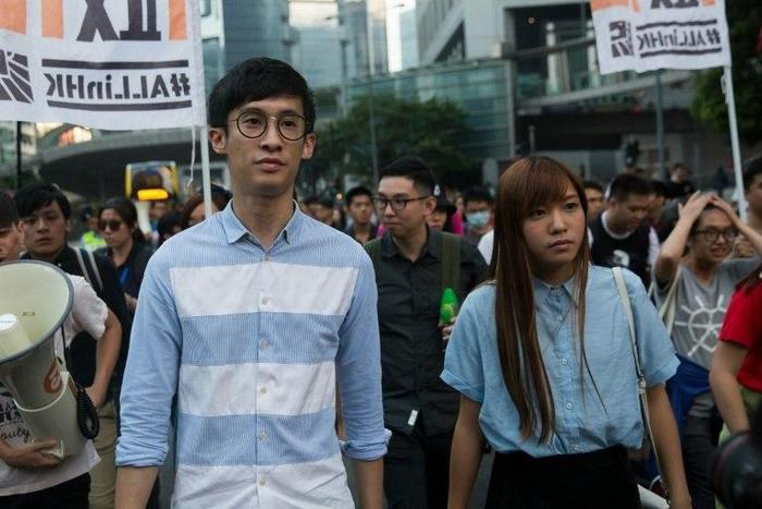 Hong Kong's Baggio Leung (L) and Yau Wai-ching (R) have been the focus of controversy and protests for their pro-independence stance