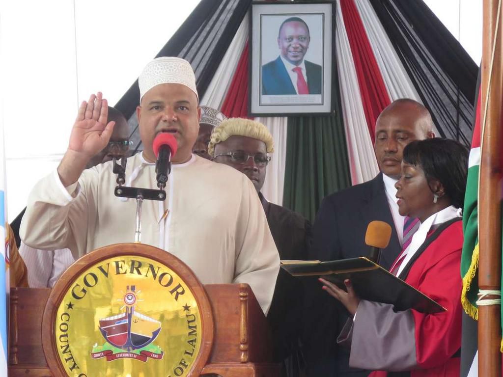 Lamu Governor Fahim Twaha during his swearing in ceremony (Twitter)