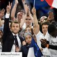 Pro-EU centrist Emmanuel Macron on the campaogn trial before storming to victory in the French presidential election