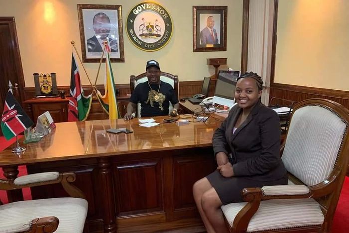 UNSA chairperson Ann Mwangi Mvurya with Nairobi Governor Mike Sonko (Twitter)