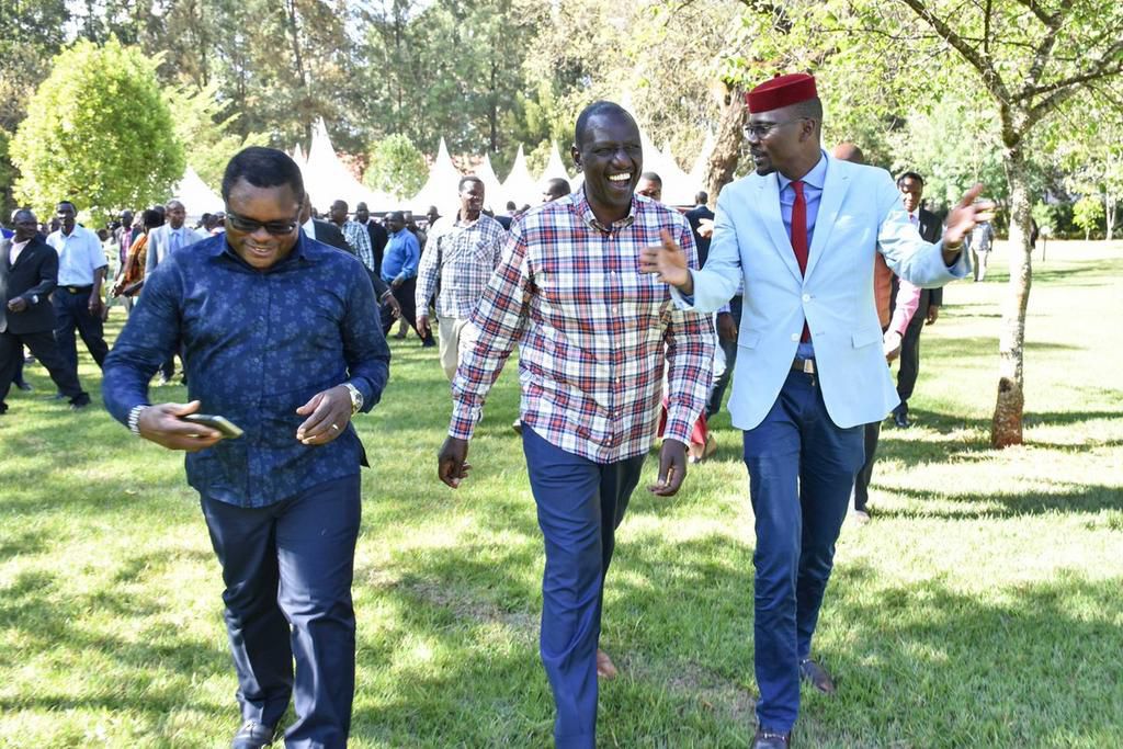 DP William Ruto with Senate Speaker Ken Lusaka and Webuye West MP Dan Wanyama at the DP's Sugoi Home (Twitter)