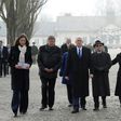 US Vice President Mike Pence (3rd left) and his family are joined by ex-Dachau prisoners as they visit the Dachau concentration camp in southwestern Germany, on February 19, 2017