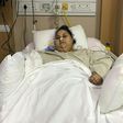 Egyptian patient Eman Ahmed Abd El Aty lies in a hospital bed at The Saifee Hospital in Mumbai on March 8, 2017, after her bariatric surgery