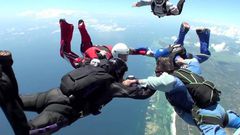 Skydivers during a jump at Diani