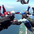 Skydivers during a jump at Diani