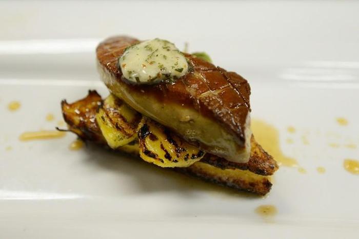 Foie gras cooked for a farewell to foie gras event in 2012 in Hermosa Beach, California