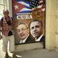 A poster in Havana shows Cuban and US Presidents Raul Castro and Barack Obama, who in December 2014 announced simultaneously their nations would normalize relations