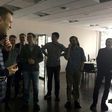 This handout picture obtained on April 10, from Leonid Volkov's Twitter account shows Alexei Navalny speaking with employees at the offices of his anti-corruption foundation in Moscow