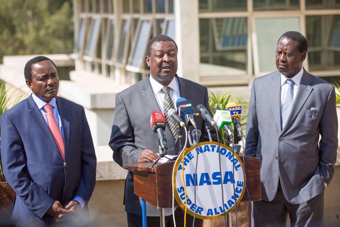 NASA principals Kalonzo Musyoka (left), Musalia Mudavadi and Raila Odinga