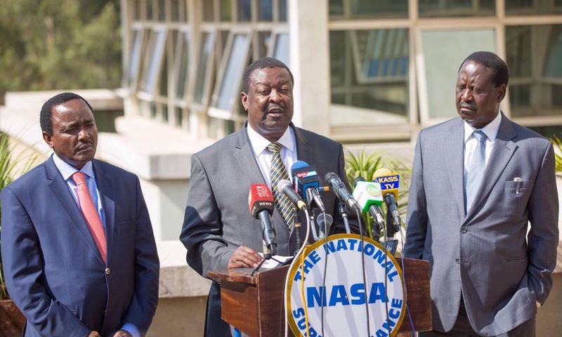 NASA principals Kalonzo Musyoka (left), Musalia Mudavadi and Raila Odinga