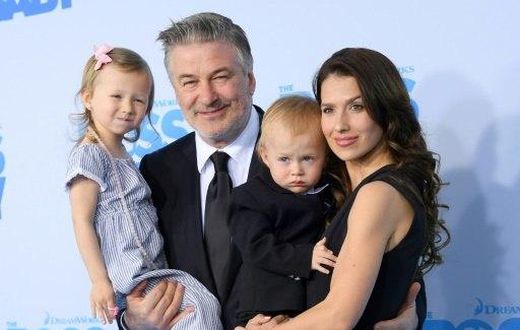 Alec Baldwin (2ndL) poses with his children Carmen, Rafael and his wife Hilaria at "The Boss Baby" New York Premiere in March 2017
