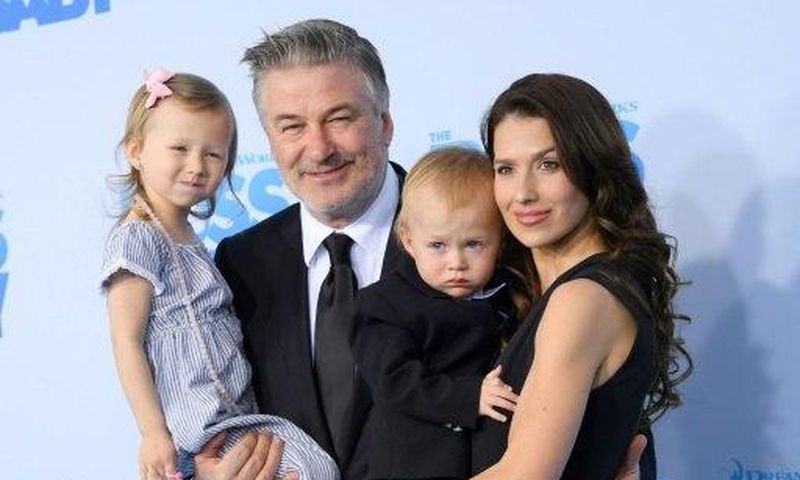 Alec Baldwin (2ndL) poses with his children Carmen, Rafael and his wife Hilaria at "The Boss Baby" New York Premiere in March 2017