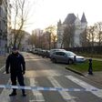 A police officer stands guard in Porte de Hal, Brussels, after a driver was arrested with gas cylinders in his vehicle on March 2, 2017