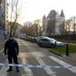 A police officer stands guard in Porte de Hal, Brussels, after a driver was arrested with gas cylinders in his vehicle on March 2, 2017