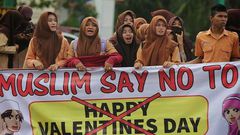 Muslim students protest celebration of Valentine's day