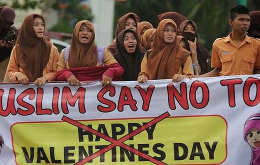 Muslim students protest celebration of Valentine's day
