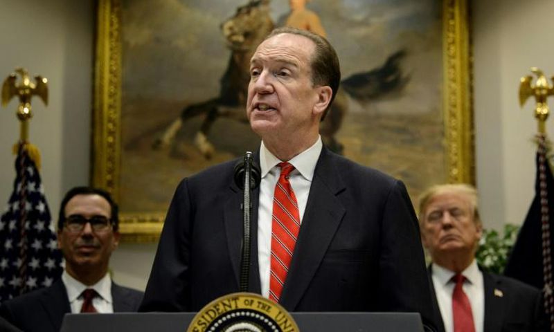 US Treasury official David Malpass -- seen here after US President Donald Trump (R) announced his candidacy to lead the World Bank -- is the latest American man to lead the Washington-based lender