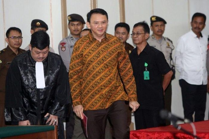 The blasphemy trial of Jakarta's Christian Governor Basuki Tjahaja Purnama (C) is seen as a test of religious tolerance in Muslim-majority Indonesia