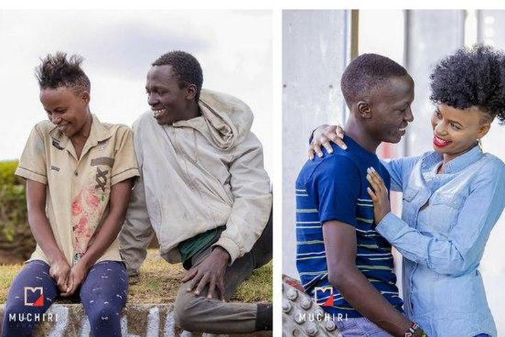 Sammy and Virginia  Before and after the transformation. Muchiri Frames transforms City Chokoras Sammy and Virginai into super Models